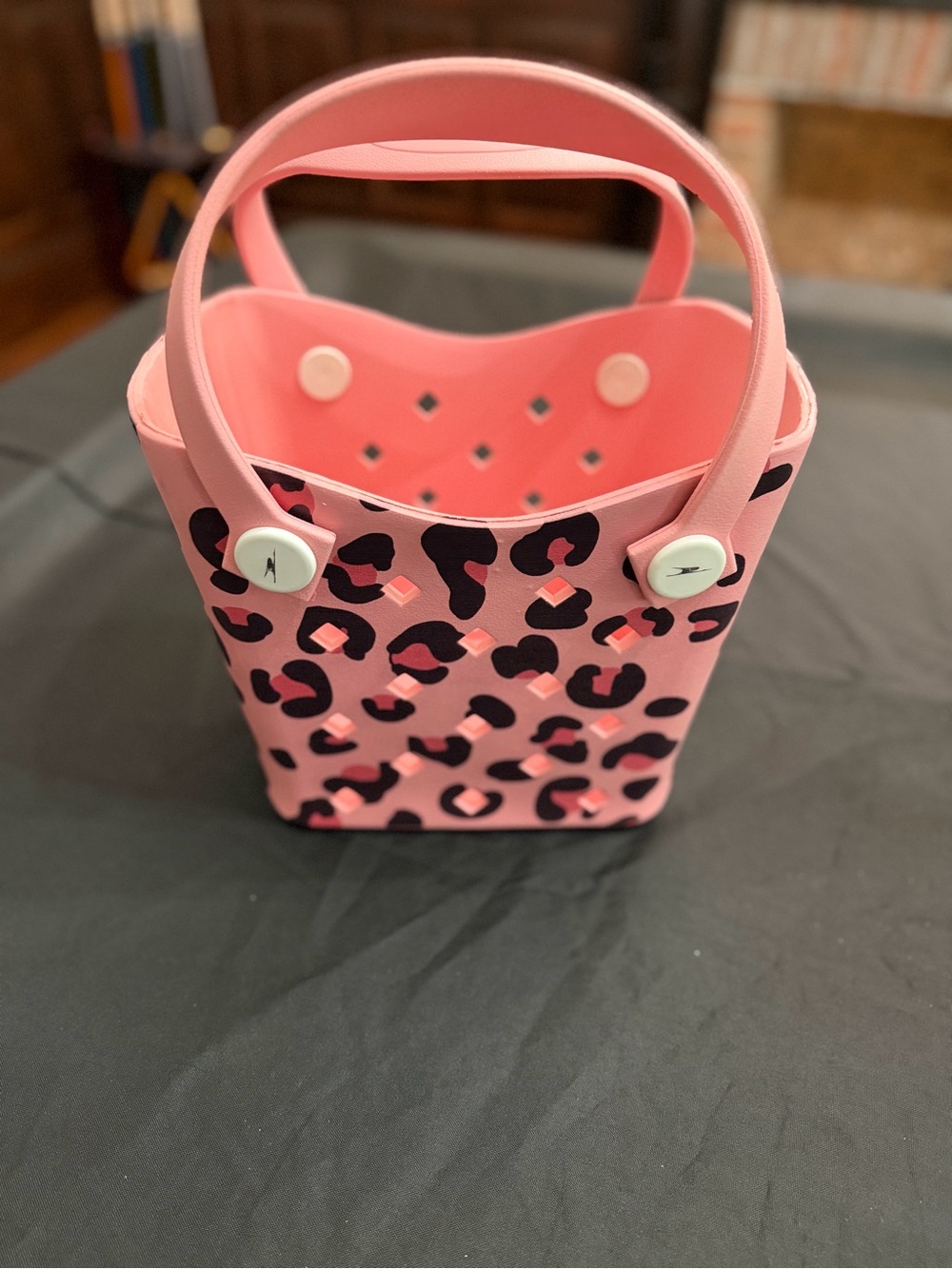 Pink Leopard Print Tote Bag with Top Handles